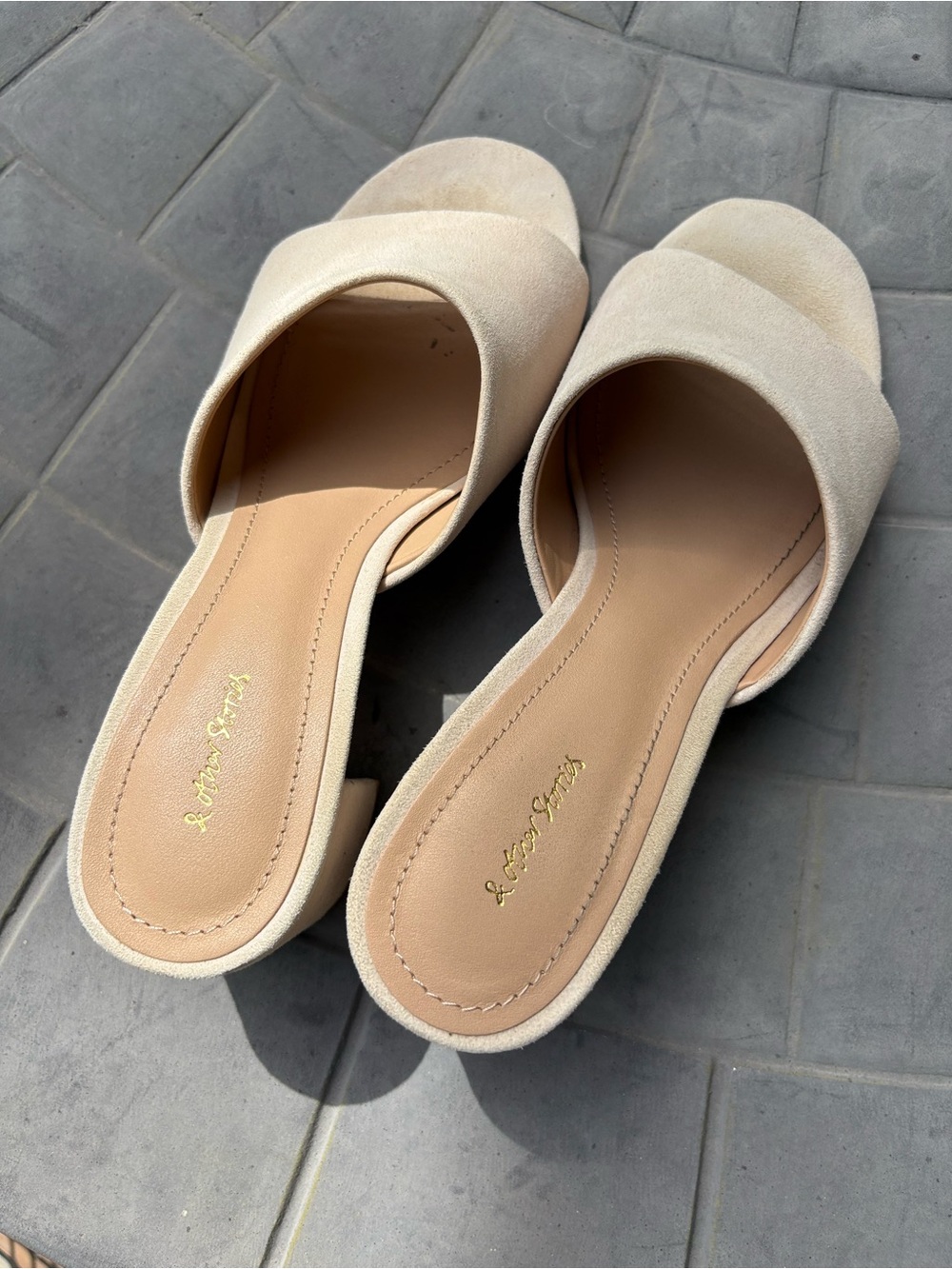 & Other Stories Beige Suede-Look Slide Mules - Picture 3 of 5